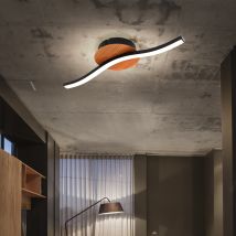 Etc-shop - Deckenleuchte Wohnzimmerlampe Led Holz Deckenlampe Schwarz Deckenlampe Schlafzimmer, Metall Acryl ,1x Led 6w 500lm 3000k, Lxbxh 39,5x13x7 
