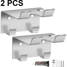 2pz Supporto Per Asciugacapelli Montato A Parete Senza Trapano Risparmio Di Spazio Facile Installazione Argento