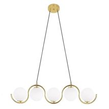 Toolight – Lámpara de techo APP1440-5CP dorada – 5 puntos de luz – Vidrio, metal – 160mm altura, 770mm largo, 120mm ancho