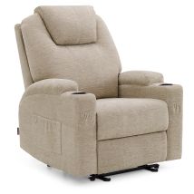 M Mcombo Elektrisch Relaxsessel Massagesessel Fernsehsessel Liegefunktion Vibration Heizung 7061 Neues Modell (beige-stoff)