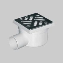Chiusino Con Scarico Laterale Griglia In Acciaio Inox 11,5x11,5 Cm - Scarico Diametro 50 Mm