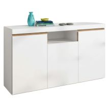 Mueble Aparador Elis Salón Blanco Mate Y Roble Naturale 81x140x40 Cm
