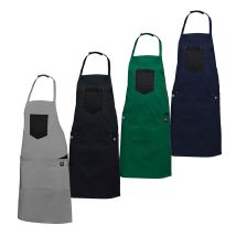 Delantal de trabajo Siggi Nilo – 64% poliéster, 34% algodón, 2% elastano – Lavable a mano, con cintas y bolsillos