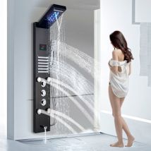 Led Hydromassage Shower Column Mixer 5 Functions Shower Panel Set For Bathroom Stainless Steel System Set With Fixed Shower Head,massage,hand Shower 