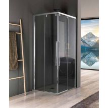 Samo - Paroi De Douche D'Angle Ouverture Coulissante 97-99 Cm Profilé Noir Mat Verre Transparent Version Gauche - Acrux