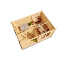 Alpholz Gartenhaus Modell Orkus-44 Petite Gartenhaus Aus Holz In Pinie, Holzhaus Mit 44 Mm Wandstärke Inklusive Terrasse, Blockbohlenhaus Mit 