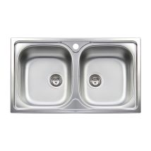 Edelstahl-Einbauspüle 2 Becken 86 cm – Tiefe 50 cm