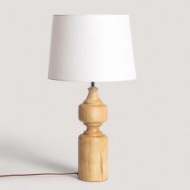 Lámpara De Mesa Madera Sansa Iluzzia Blanco Viejo