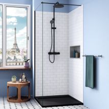 Alda Duschwanne 90x90cm + Siphon Eslim90. Synthetischer Stein, Mattschwarz (ald15-9090n-s) - Ceramia