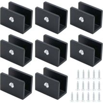 Glasklemmen Für Glas, 8 Stück, Eckig, Edelstahl, Für 8-10 Mm Plane Flächen, Für Plane Flächen Und Spiegel, Schwarz