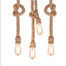 Wottes – Lustre Suspension Rétro Vintage en Corde de Chanvre – Longueur Câble 1,5m – Style, Matières, Largeur, Longueur, Hauteur, Culot