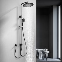 Colonna Doccia Senza Miscelatore Con Soffione Tondo 300 Mm In Acciaio Inox, Sistema Doccia Regolabile In Altezza, Doccetta 3 Getti, Set Doccia 
