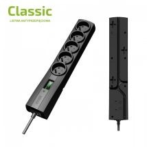 Ever Classic Steckdosenleiste 3m – 5 AC-Ausgänge – 2500W – Schwarz – Überstromschutz – Kindersicherung