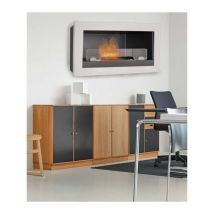Biochimenea De Pared / Empotrada Verona Blanco 3 Kw – Vidrio Templado, Quemador De 2,9 L Regulable – Tecno Air System