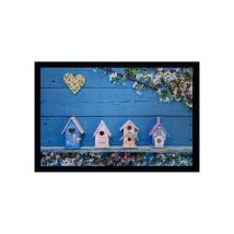 Tapis Entry Birdhouses Welcome Turquoise 40x60cm - Vica