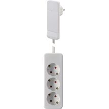 NVB Steckdosenleiste Weiß Flachstecker 3-fach mit Kinderschutz 1,5 m Zuleitung 114 x 44 x 12 mm