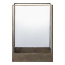 Lanterna Manali In Vetro E Metallo Ottone Anticato 25x36 Cm