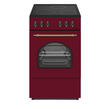 Cocina vitrocerámica roja burdeos 50x50 con horno eléctrico – 3 años de garantía – Diseño moderno y elegante