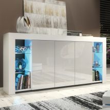 Olivia Furniture - Eden Sideboard 164cm - White With Grey Gloss Doors & Led