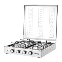 Fornello 4 Fuochi Acciao Inox A Gpl/metano Con Coperchio