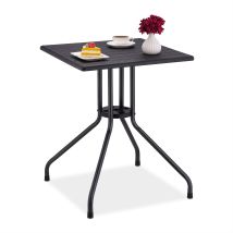 Relaxdays Gartentisch, Hbt: 75x61x61 Cm, Balkontisch Holzoptik, Kunststoff, Metall, Terrassentisch Quadratisch, Schwarz
