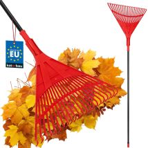 Kotarbau Rateau À Feuilles - Plastique - 50 Cm - Avec Manche En Aluminium - Extra-click - Rateau Jardin - Ramasse Feuilles - Léger - Rouge & Noir - 