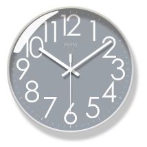 Odipie - Leise Wanduhr, Funkgesteuert, Modernes Design, Vintage-küche, 30 Cm Durchmesser, Groß, Digital, Wohnzimmer (dunkelgrau)