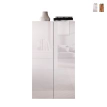 Armadio Multiuso Soggiorno Ufficio 2 Ante 2 Scaffali 63x35x114cm Liara - Bianco