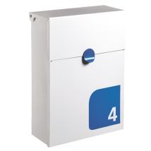 Tondo M E6731-blu Briefkasten Aus Verzinktem Stahl, Größe M (din A4 Post), Mit Ihrer Hausnummer Personalisierbarer Wandbriefkasten, Mit Verborgenem 