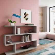 Buchhandlung Hampton, Niedriges Doppelseitiges Bücherregal, Regal Mit Drei Fächern, Modernes Büroregal, Cm 110x24h97, Betongrau