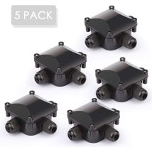 5 Waterproof Ip68 Junction Boxes - Waterproof Outdoor Distribution Box, Cable Connectors, Earth Wire - 3 Pole - Garden Outdoor Distribution Box