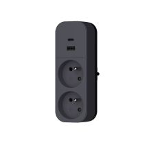 Biplite 2p+e 16a + 2usb Bi Tono Nero Quarx
