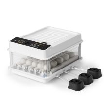 Fudajo - Incubadora Automática Para 24 Huevos 80 W Con Giro Automático, Control De Temperatura Y Humedad, Lámpara Ovoscopio Y Conexión A Energía De 