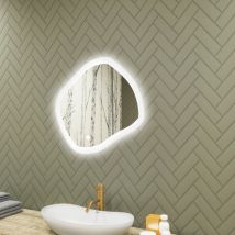 Artforma Badezimmerspiegel Mit Beleuchtung, 74x64, Touchschalter , Beschlagfrei, Led Dual, Ovaler Spiegel