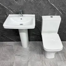 Modern Bathroom Suite Roca Unbranded Vercelli Basin With Sindee Rimless Toilet, Without Tap & Waste