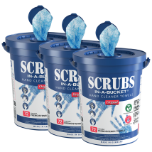 Set Da 3 Secchi Da 72 Salviette Detergenti Per Mani Scrubs – Salviette Antibatteriche Professionali – Pulizia Efficace Di Grasso, Vernice E Olio – 