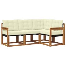 Conjunto De Sofás De Exterior Con Cojín 4 Pcs Natural Y Crema Vidaxl
