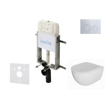Kielle Genesis New - Set Vorwandinstallation, Wc Oudee, Rimless, Softclose-sitz Und Betätigungsplatte Gemini New Ii, Hochglanzchrom 30528sz05