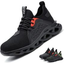 Safety Shoes Lightweight Men Women - Breathable Flying Puncture Proof Sneakers Work Shoes Steel Toe Cap Construction Shoe,black-46