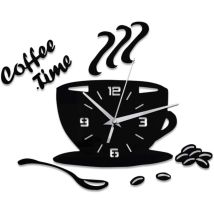 Devenirriche - Creative Diy Acrylic Kitchen Wall Clock Modern Design Coffee Cup Shape Clock Wall Art Home Decor Hollow Digital Clock