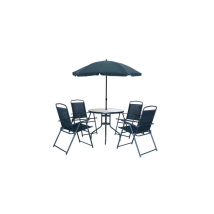 Fraschetti - Set Ombrellone+tavolo+4 Sedie Nero Mod. Funny Da Esterno Completo E Funzionale