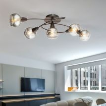 Globo - Deckenleuchte Mit Glas Strahler Kugel Bronze Rauch Deckenlampen Glaskugeln Esstisch Led, Metall, 5x 4w 196lm 3000k, Lxbxh 62,4 X 37,1 X 21,1 