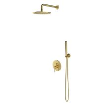 Omnires Y - Duschset Mit Unterputzarmatur, Mit Einbaukörper, Durchmesser 25 Cm, Messing Gebürstet Sysy35bsb
