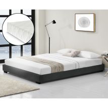 Cоrium Cama Doble Solingen Tapizado En Piel Sintética Con Colchón De Espuma Fría 140 X 200 - Negro