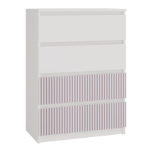 Aster T4 - Cassettiera Moderna A 4 Cassetti - 97x70x40 - Mobile Contenitore Per Bambini - Bianco E Rosa