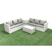 Garten Polyrattanmöbel Set 6-sitzer Rattan Garten Sofa Set Hellgrau Gemischt - Fimous