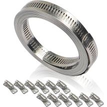 Paquete De 12 Abrazaderas De Manguera De Acero Inoxidable, Abrazadera De Manguera De 15 Pies Con Tornillos Para Tanque, Tubería De Gas Doméstica, 