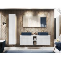 Ensemble Complet De Salle De Bain 140 Cm - Blanc/marron - Emblematic White - Livraison Gratuite