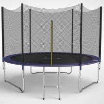 Kms - Galactica Trampoline Set 10ft Round Outdoor With Safety Net Enclosure Ladder Blue