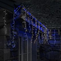 Festive Productions - 11.8m Outdoor Christmas Snowing Effect Led Icicle Lights Blue White Decoration
